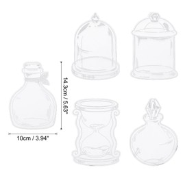 PATIKIL Transparent Dried Flowers Bookmarks, 20 Pack Clear Pressed Plants Bookmarks Wishing Bottle Glassware Sticker 5 Shapes for DIY Flower Page Clips Bookmark