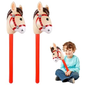 Pack of 2 Hobby Horse, Inflatable Horse 100 x 33 cm Inflatable Horse Toy, Inflatable Pony Stick for Children, for Birthday, Carnival, Themed Party, Gift Props