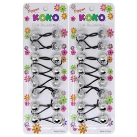 KOKO - Priemum 20 Pcs Bubble hair ties. Elastics Ties 18mm Ball Bubble Ponytail Holders. Colorful Elastic Accessories for Baby Kids Children Girls Women All Ages(NAVI) (SILVER GLITTER MIX)