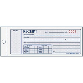 rediform Receipt Book, 7 x 2 3/4, Carbonless Triplicate, 50 Sets/Book