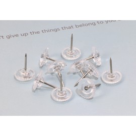 Tupalizy 50PCS Clear Push Pins Decorative Thumb Tacks for Cork Bulletin Board Flat Plastic Head and Steel Point Gear Marking Pins for Wall Hanging Pictures Posters Paper Home Office School Use (Clear)