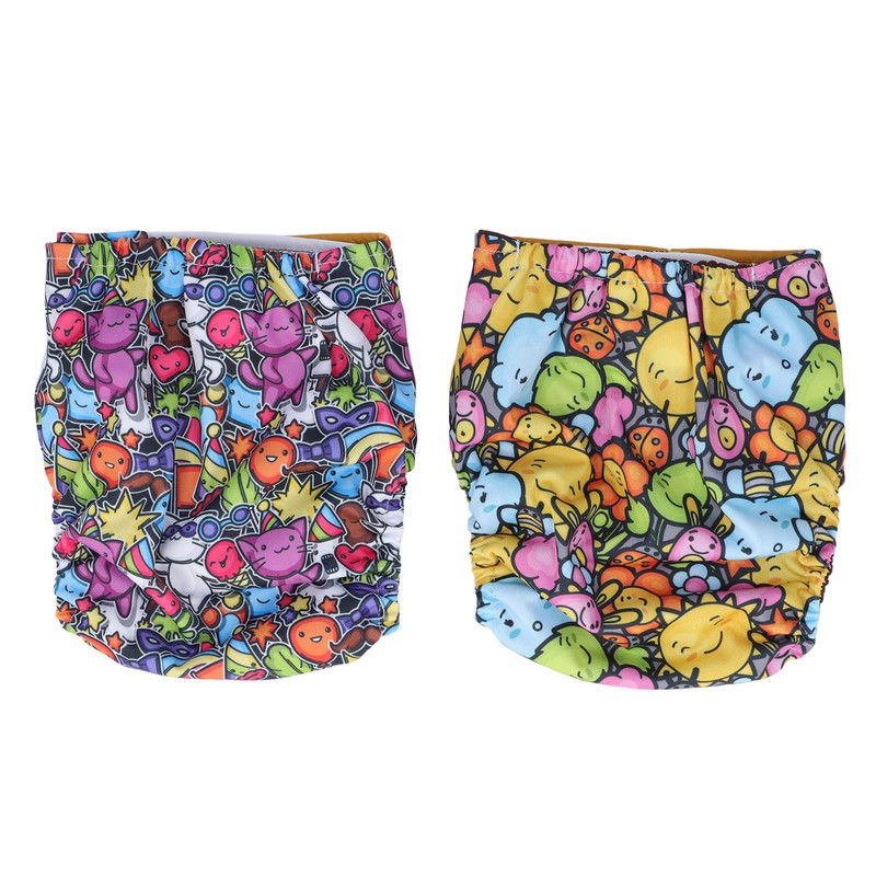 2pcs Cloth Diapers 6 Layer Structure Washable Reusable Elastic Waistband