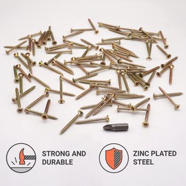 Wood Screws 3.5 x 35 mm Yellow Galvanised Steel Chipboard Screws Pozi Drive Universal Screw Countersunk Head (500, 3.5 x 35 mm) Pack of 500