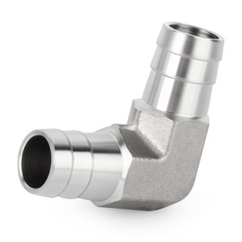 TAISHER 2PCS 304 Stainless Steel 90 Degree Elbow Hose Barb Fittings 1/4" Barb x 1/4" Barb for Fuel/AIR/Lquid/Gas with 4PCS Hose Clamp