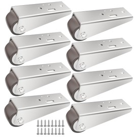 Mixizigoz Mini Low Profile Fixed Caster Wheels, Side Mount Caster Fit for Wooden Furniture, Cabinets, and Underbed Drawers - 0.9 Inch Silent Rubber Rolling Wheel with Screws (8)