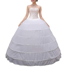 Women Crinoline Petticoat A-line 6 Hoop Skirt Slips Long Underskirt for Wedding Bridal Dress Ball Gown