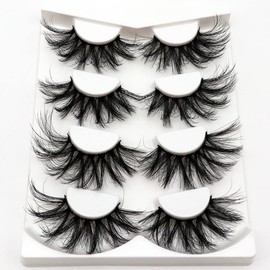 Losha 25mm Lashes Big Fluffy False Eyelashes 3D Dramatic Long Volume Faux Mink Lashes Pack 4 Pairs