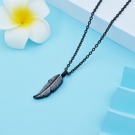 Feather Urn Pendant Necklace for Ashes Stainless Steel Memorial Jewelry Birds Feather Design Urn Necklace for Women Men Cremation Jewelry Keepsake Urn Necklace, Stainless Steel, No Gemstone,