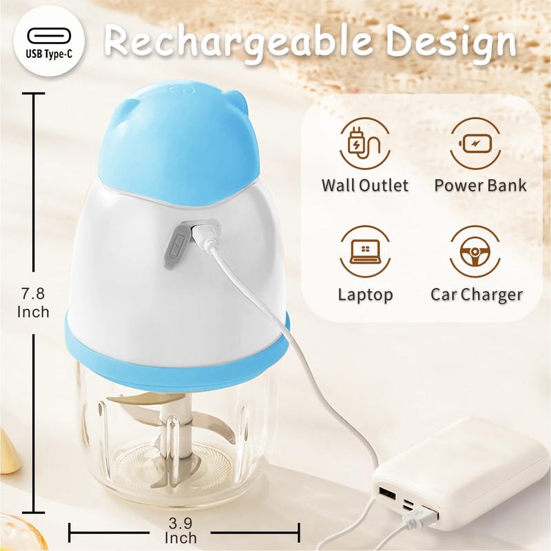 Baby Food Maker, Cordless Food Processor Puree Blender with 350ml