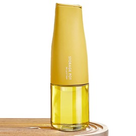 KIZZHISI 17oz Glass Olive Oil Dispenser, Oil and Vinegar Dispenser Set with Silica Gel Pourers, Weighted Pourer, Drip Free Spout Oil Dispenser Bottle for Kitchen（Yellow）