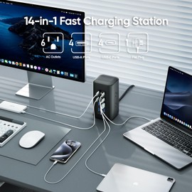 TenTrend Power Strip Tower, 5FT Extension Cord Tower with 6 Outlets 8 USB(4 USB C), Charging Tower for Multiple Devices 1250W/10A, 2000J Surge Protection for Home Office Desk Supplies, Dorm Essentials