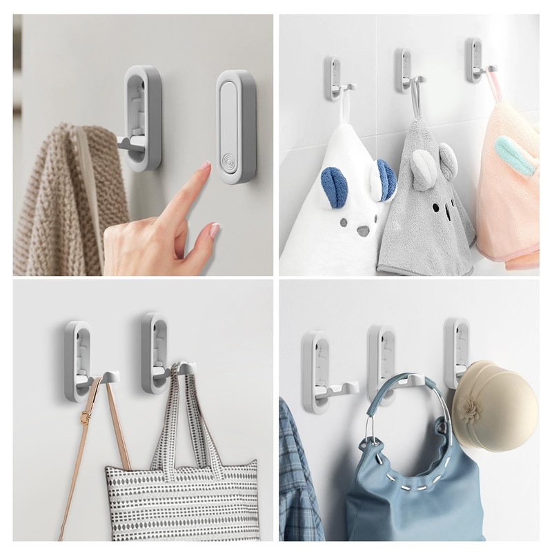 teasteam Foldable Wall Hooks 4Pcs Folding Coat Hook for Hanging