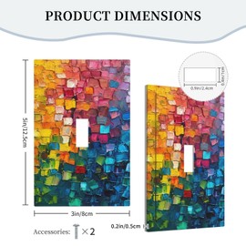 YIJIKJY Light Switch Cover Plate Rainbow Cube Doodle 1 Gang Single Toggle Decorative Switch Plates Wall Plates Electrical Faceplate for Nursery Home Decor