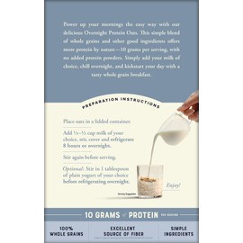 Bob's Red Mill Overnight Protein Oats, Blueberries & Cream, 4 Packets Total, Non-GMO, Gluten Free, Whole Grain