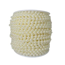 Faux Pearl Bead Strand, 5mm Ivory Pearl Beads String Roll, 99 Feet Craft Pearls for Jewelry Making, Wedding Party Backdrop Decor, DIY Crafting
