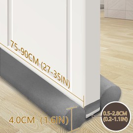JUJIBL Under Door Draft Stopper 32 inch Draft Blocker for Bottom of Door 27-35 inch Seal Insulator Noise Stopper Weather Stripping Breeze Blocker (Grey, 35" (Up to 1.1" Gaps)