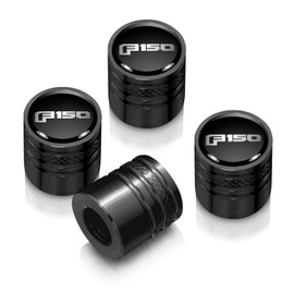 iPick Image for Ford F-150 2015 up Black on Black Cylinder-Style Aluminum Tire Valve Stem Caps - Official Licensed