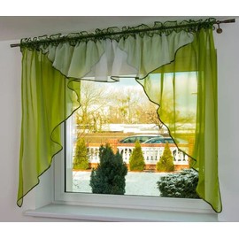 Generisch Parma Ready-Made Curtain 350 x 150 cm Voile Window Decoration Curtains Valance Lambrequin 350 x 150 cm (Lime Green)