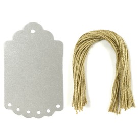 Allydrew 50 Gift Tags/Kraft Hang Tags with Free Cut Strings for Gifts, Crafts & Price Tags, Large Scalloped Edge (Pearl Shine Silver)