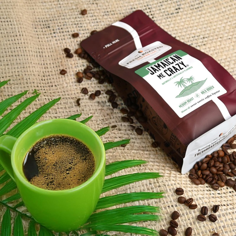 Fresh Roasted Coffee, Jamaican Me Crazy Flavored Coffee, 2 lb