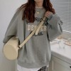 Loose Fit Women's Transitional Gray Brushed Fleece Sweatshirt Autumn