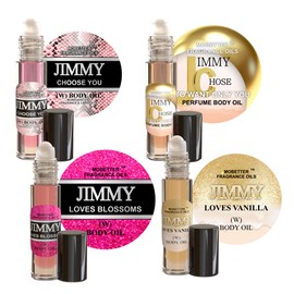 MOBETTER FRAGRANCE OILS Women's Perfume Body Oil Bundle - Set of 4 Roll-On | Jimmy Choose You, Chose To Want Only You, Loves Blossoms, Loves Vanilla | Long Lasting, Travel Friendly, Alcohol-Free