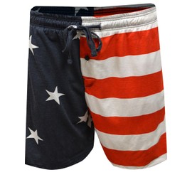 Mad Engine Men's American Flag Guys Pajama Lounge Shorts (Large)
