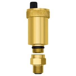 VARIOSAN Automatic quick bleeder 12111, 1/2 inch, bare brass, narrow design, with mounting valve