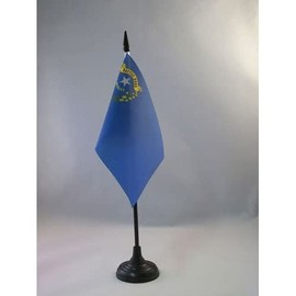 Nevada Table Flag 4'' x 6'' - US state of Nevada Desk Flag 15 x 10 cm - Black plastic stick and base - AZ FLAG