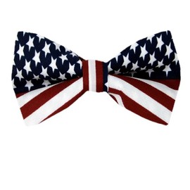 FBT-FLAG - Red - White - Blue - American Flag Self Tie Bow Tie