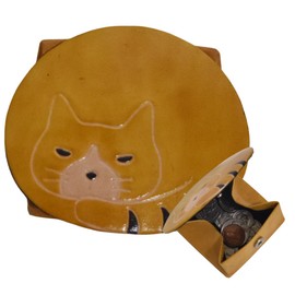 Neko Friend Sheep Skin Coin Purse wallet Compact Change Holder and Mini Pocket Wallet for Men & Women cat (Chaneko, small)