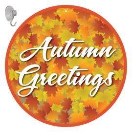 VictoryStore Window Sign Outdoor Lawn Decorations: Fall/Autumn - Corrugated Plastic Door Decoration - Autumn Greetings