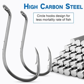 Octopus Fishing Hooks-100pcs Barbed Baitholder Hooks High Carbon Steel Offset Circle Octopus Hooks Extra Sharp Jig Fish Hooks for Freshwater Saltwater Size 8-6/0