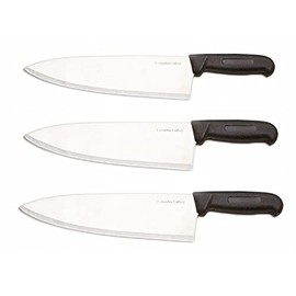 8" Columbia Cutlery Commercial Chef/Cook Knife - Black Fibrox Handle - Razor Sharp and Dishwasher Friendly (3 Pack - 8" Black Chef)
