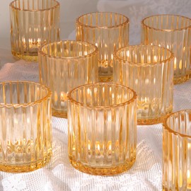 Gold Large Votive Candle Holder Set of 8, Tea Lights Candle Holders for Wedding Table Centerpieces, Boho Decor, Home Dinner Birthday Party Decor, Bridal Shower and Holiday Decorations
