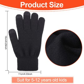 2/3 Pairs Kids Gloves,Full Fingers Touch Screen Gloves Knitted Gloves Warm Mitten Winter Favor for Little Boys and Girls by H HOME-MART (Blue+Gray, 5-12 years)