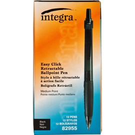 Integra Ballpoint Pen, Retractable, Medium Point, Black Barrel/Ink (ITA82955)