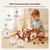 Adjustable Height & Speed Wooden Baby Walker with Tool Bench