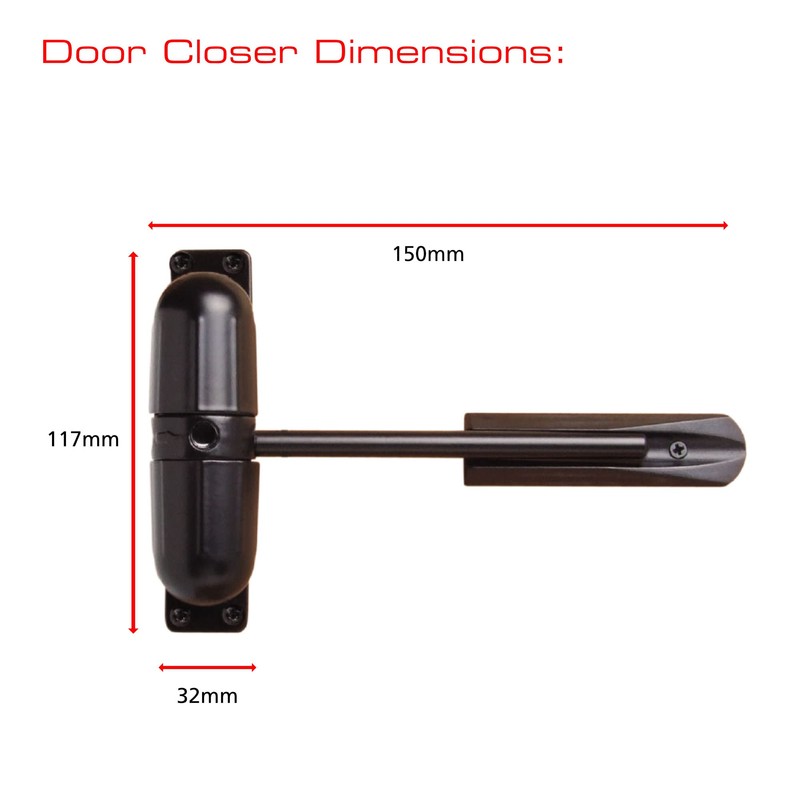Sterling 271 DCBK Black, Surface Mounted, Spring Loaded Door Closer