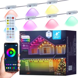 H2Omni Permanent Outdoor Lights -RGB Eaves Lights 50FT with 30 LED IP67 Waterproof, Smart Outside LED Christmas Lighting for House, Eternity Light for Holiday, Daily Lighting