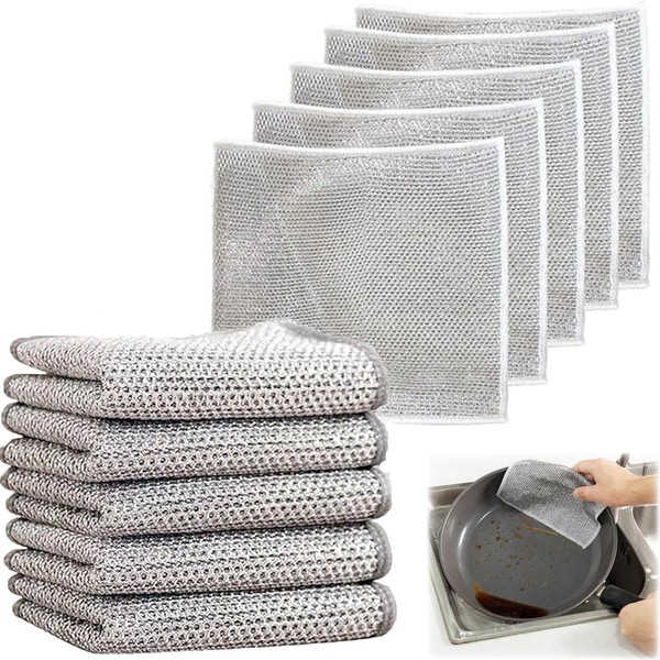 Wire Dishwashing Rags, Multipurpose Wire Dish Cloths for Wet and