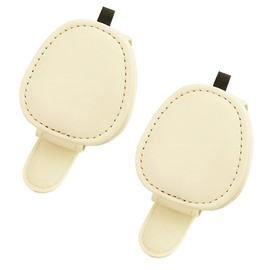 ZIMISI 2PCS Magnetic Sunglass Holder for Car Visor, Leather Glasses Holder for Different Size Eyeglasses, Clip on Sunglasses Clip, Ticket Card Clip, Car Visor Organizer (Beige)