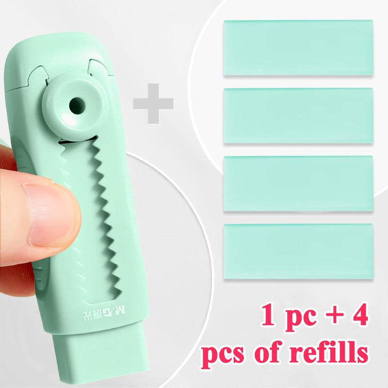 M&G 4+1 Pack Rubber Erasers Sliding Retractable Eraser, Soft Cute