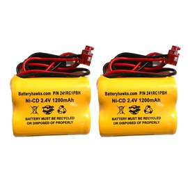 (2 Pack) EMBACN2410 ELB2P401N ELB 2P401N 2.4v Exit NiCad Battery Powercell PCHA4/5-2-SR-LC ELB0310 ELB 0310 OSA098 NIC1158 Ni-CD AA 1200mAh