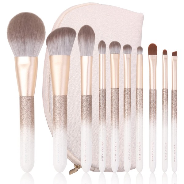 ENZO KEN Natural Hair Makeup Brush Set Professional, Fox Hair