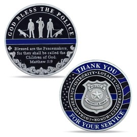 Thin Blue Line Police Challenge Coin Police Dog K9 Coin God Bless The Police Prayer Coin