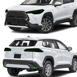 iwannachange Precut Headlight Tail Light Tint Kit Film Fit for Toyota Corolla Cross 2023 2024 Light Overlay Complete with Gloss Dark Smoke Wrap Cover Vinyl Decals Accessories