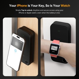 ThorBolt X1 Apple Home Key Tap to Unlock, Smart Keyless Entry Door Lock with Fingerprint, Touch Keypad Deadbolt Lock Works with HomeKit Over Thread (Border Router), IP65 Weatherproof, Black