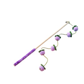 Haourlife Cat Wand Toy with Bell – Interactive Bamboo Cat Teaser for Indoor Cats – Purple Grape