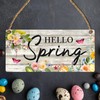 Hello Spring Wooden Plaque - Vibrant Flowers & Easter Eggs